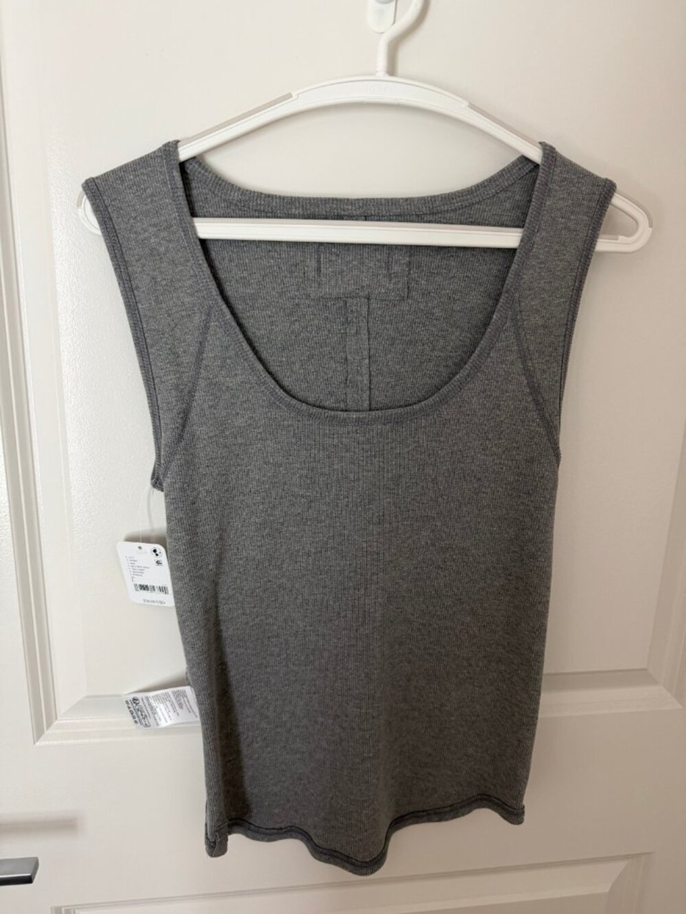 We The Free Gray Ribbed Scoop Neck Tank Top Sleeveless Women's Size L - NWT
